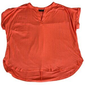 Lane Bryant Coral Short Cuffed Sleeves V-Neck Blouse 18/20 Textured Lightweight